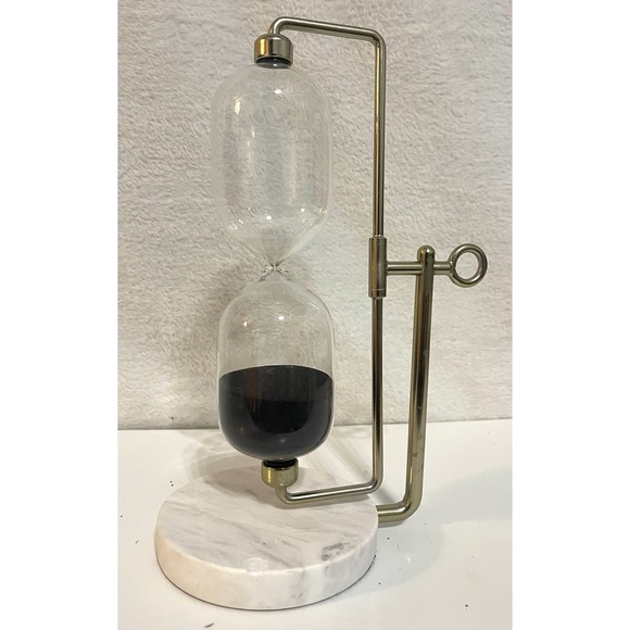 Antique Other - vintage hourglass sand timer with marble base And Brass Hardware See Details